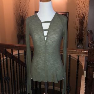 Free People Olive Green Shirt